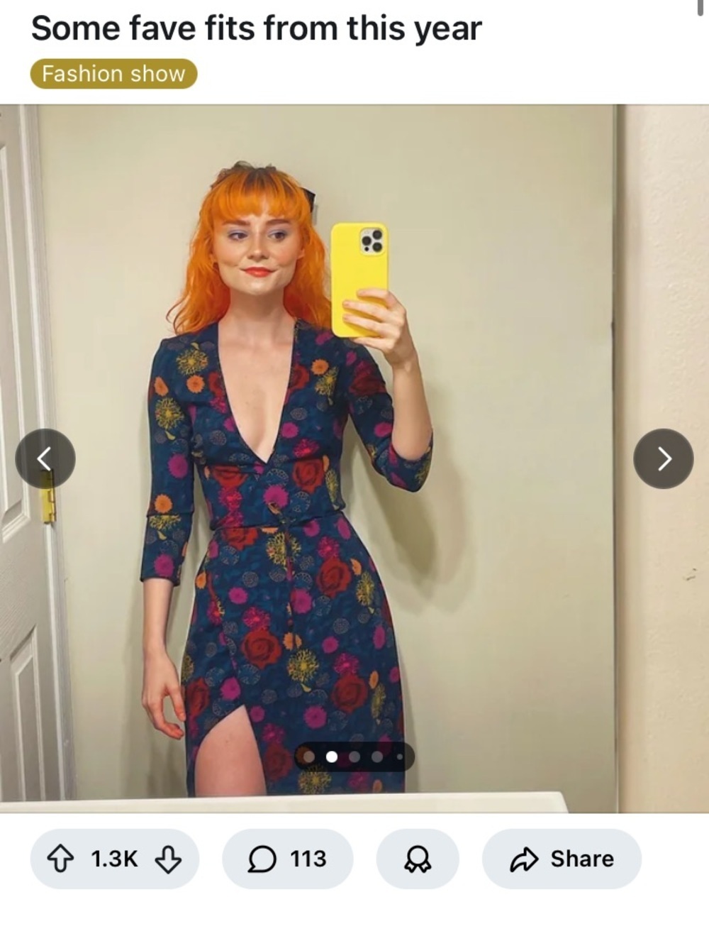 American apparel Floral Print wrap dress with high slit m